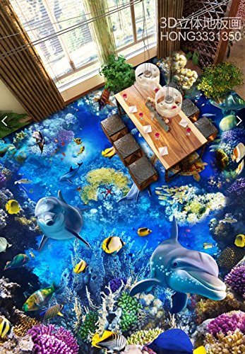 C633 巨大 3D フロアマット 4m*8m* ビーチ 砂浜 海 貝殻 風景 景色