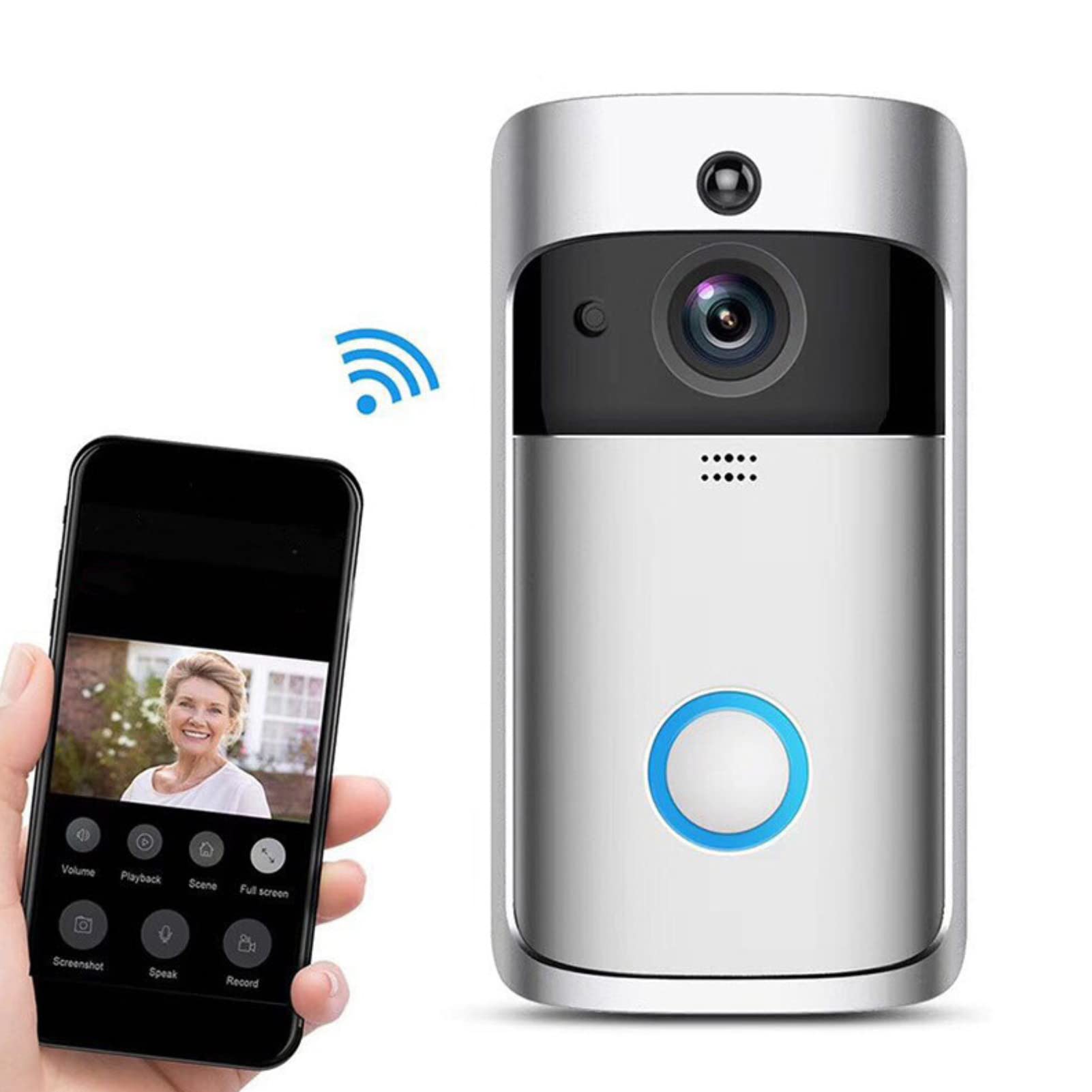 FILFEEL Campanello Videocitofono Smart WiFi, Campanello Wireless a Infrarossi di Accesso Citofono Telecamera Porta - Grandangolo 166°, Supporto Telecomando del Telefono e Connessione