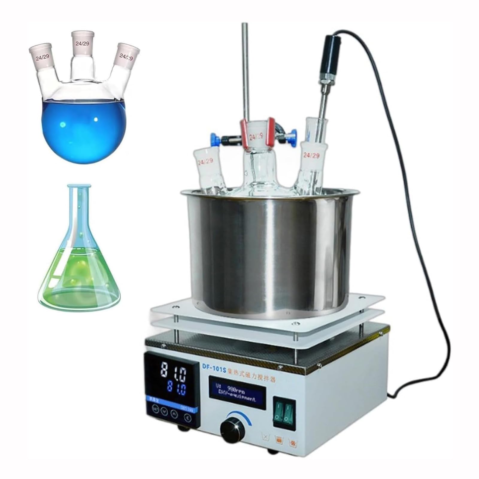 Agitador magnético de calefacción con pantalla digital, velocidad de rotación de 2450 rpm, temporizador de control de temperatura para baños de agua/aceite, ideal para uso doméstico e investigación
