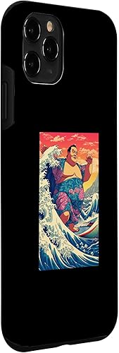 Miniatura 3 de iPhone 11 Pro Funny Sumo Wrestler Surfing on Kanagawa Great Wave Case