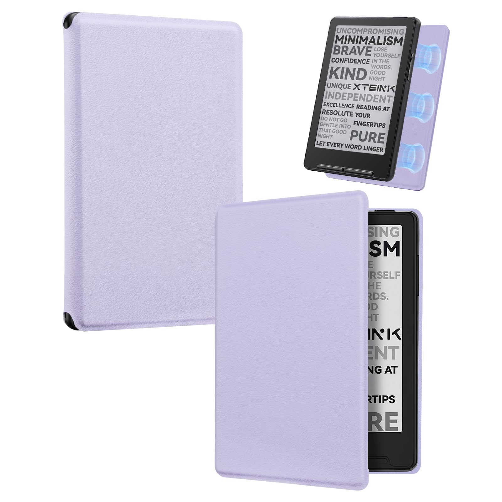CoBak Magnetic Case for XTEINK X3 eBook Reader, 3.7" Ultra-Lightweight PU Leather Cover(Lilac Purple)