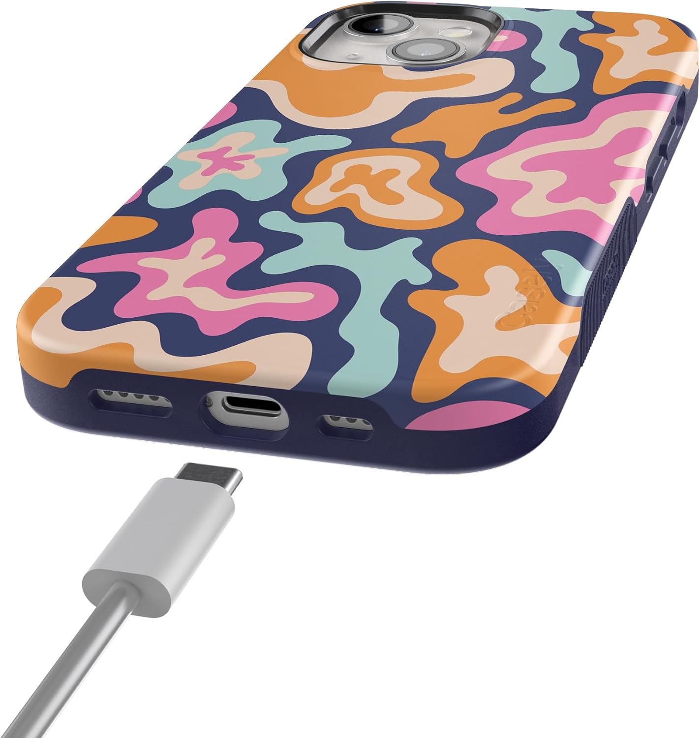 Casely iPhone 15 Case | Midnight Color Splash | Abstract Retro | Bold Protective Design | Compatible with MagSafe