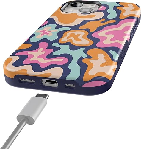 Miniatura 2 de Casely Funda para iPhone 15  Splash de color medianoche  Funda retro abstracta  Negrita