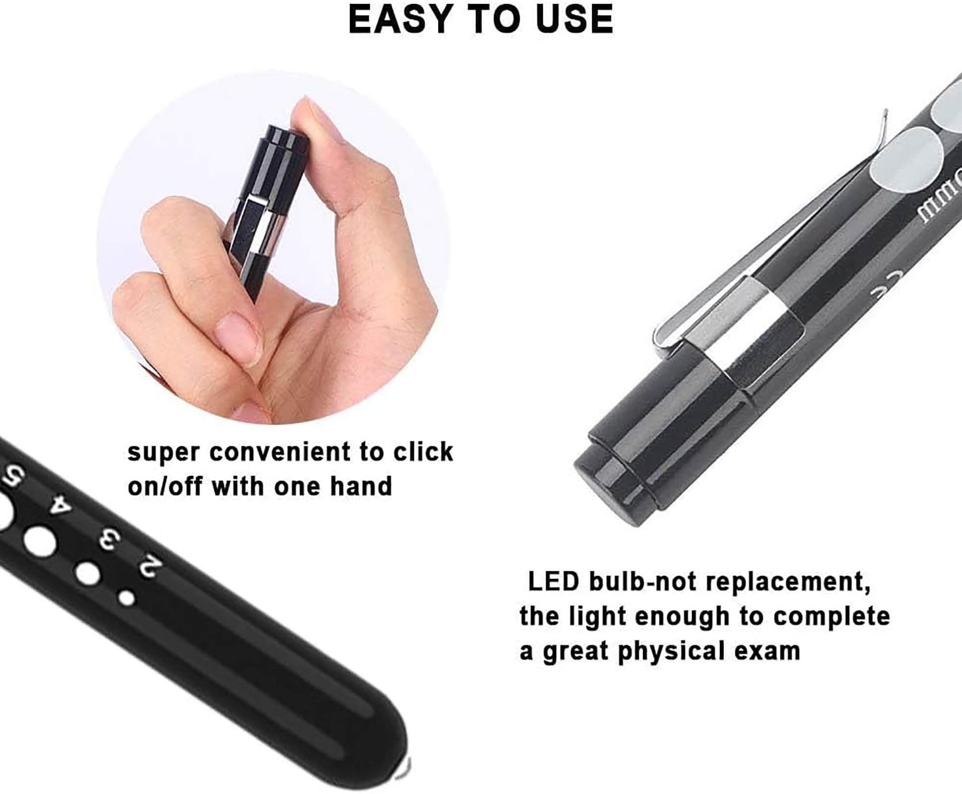 Penlight per infermieri e medici, confezione da 2 penne con indicatore della pupilla e righello, con 4 batterie AAA per studenti infermieristici essenziali