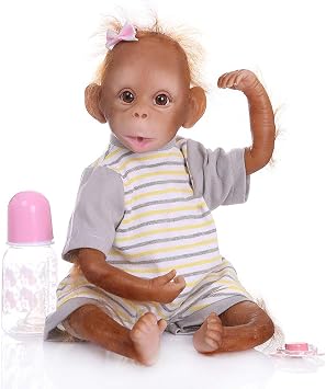 iCradle Reborn Baby Doll 16 40cm Cotton Body Silicone Limbs Monkey Newborn Doll Collectible Art