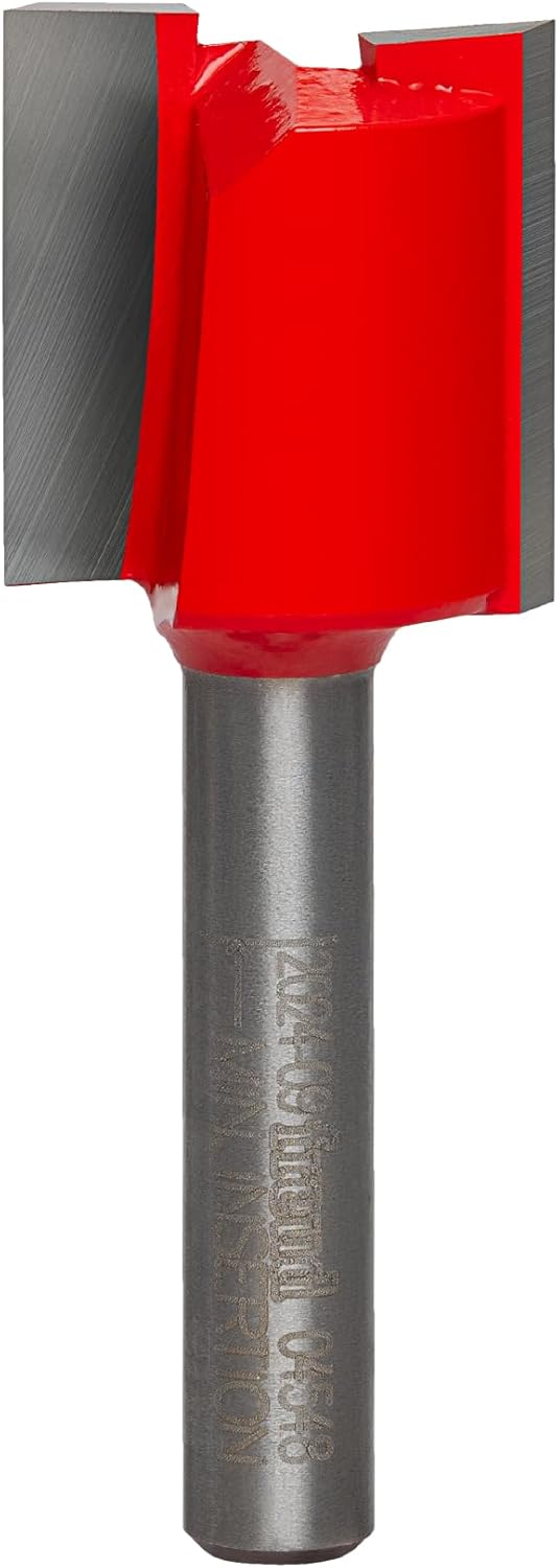 Freud Double Flute Straight Bit with Tico Hi-Density Carbide for Maximum Performance - 18mm Diameter, 1/4" Shank Dia., 3/4" Height, 2" Length - 04-548