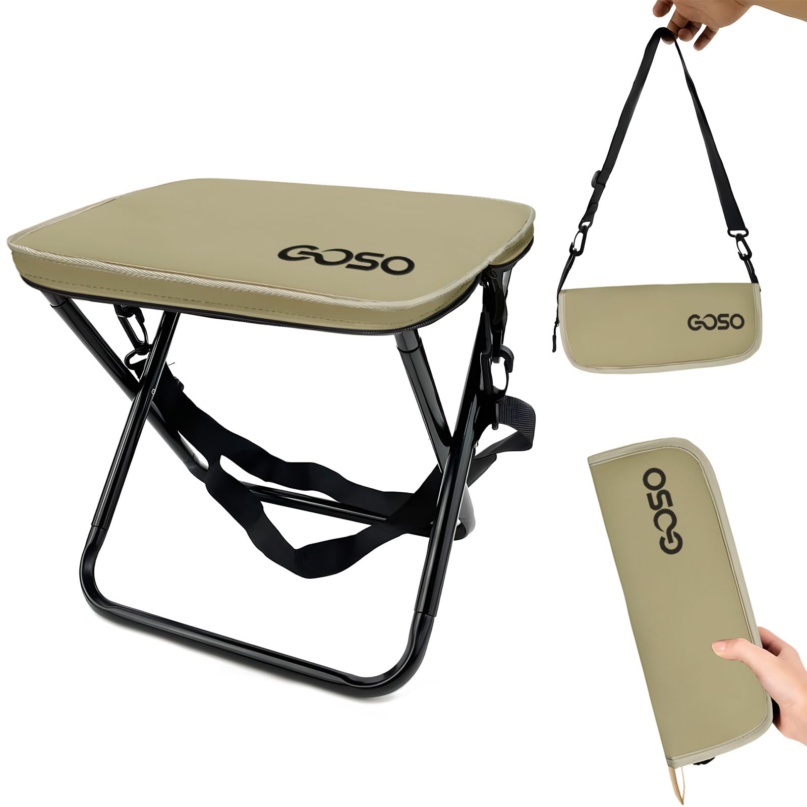 GOSO 折りたたみ椅子【2025モデルイス&収納袋一体型&耐荷重95kg】アウトドアチェア コンパクト 軽量 ショルダー付き 折り畳み椅子 持ち運び便利 携帯チェア キャンプハイキング 釣り 登山 旅行 公園 行列 運動会 野外 簡易 試合観戦 通勤 キャンプチェア