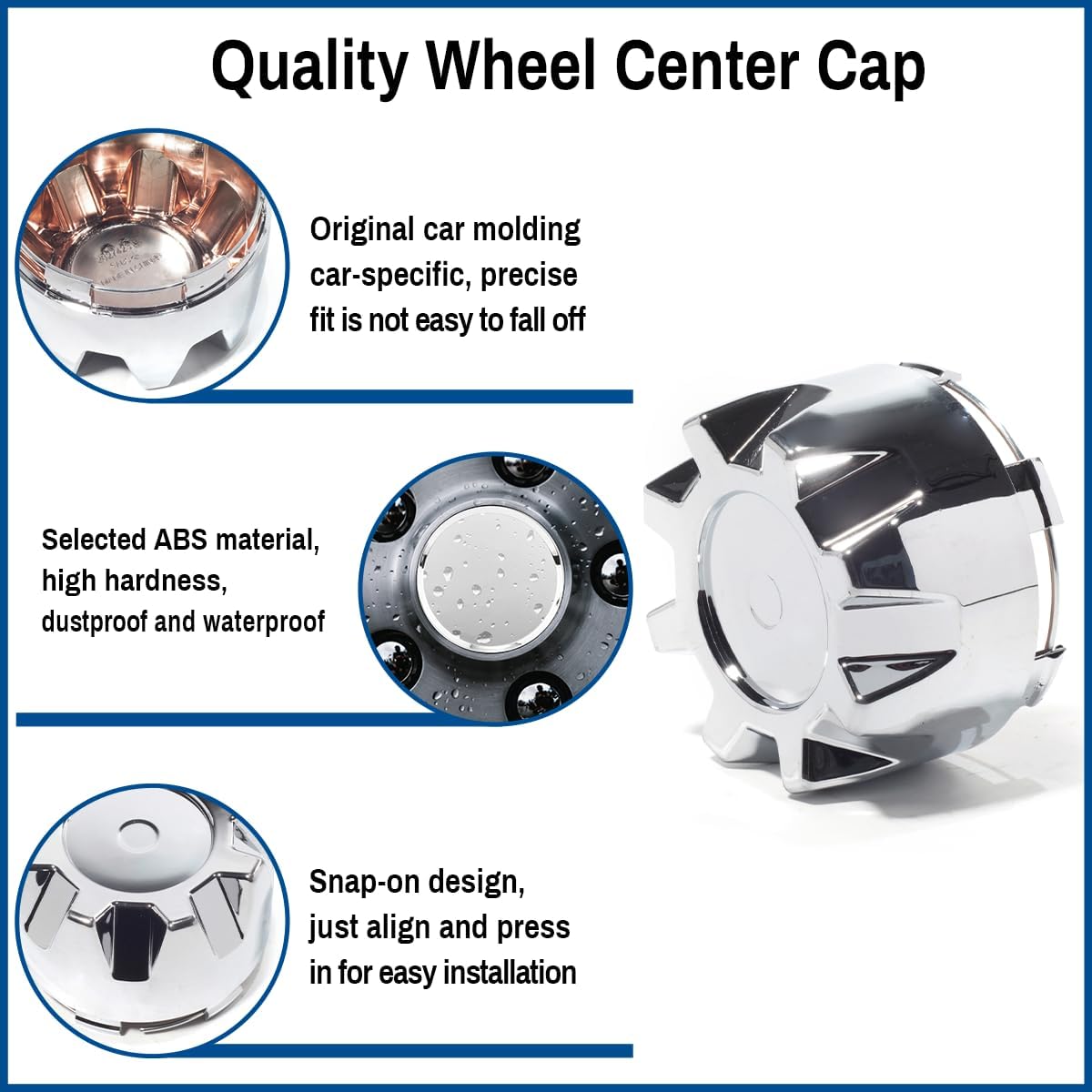 for ITP SS Hurricane Tornado Golf Cart Wheel Center Caps, Center Hubcaps 4/110, 4/115, 4/137, 4/156, Chrome Silver-4pcs