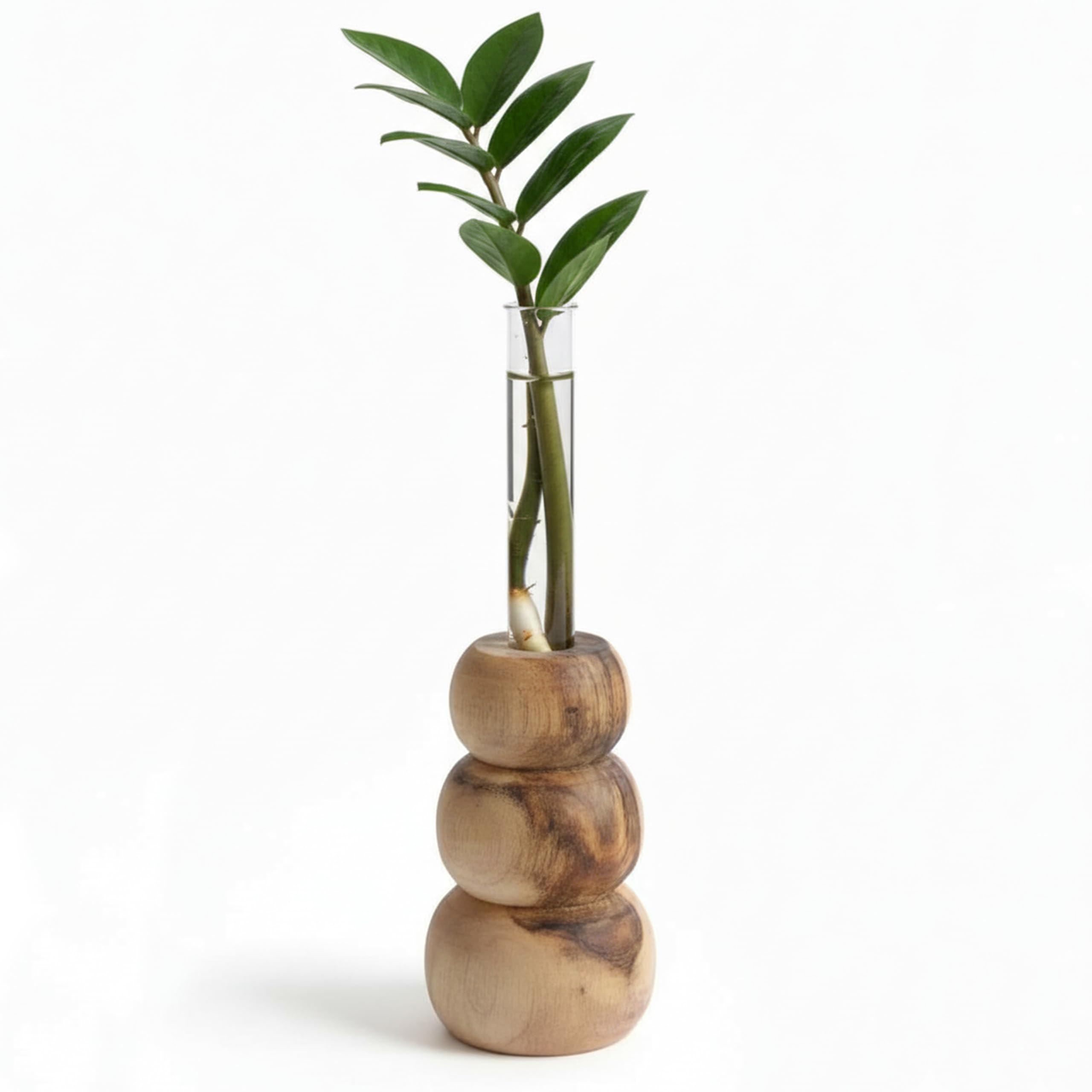 Wooden Test Tube Planter Vase with Wooden Stand | Glass Tube for Indoor Plants, Cuttings & Hydroponics | Minimalist Bud Vase | Modern Flower Stand | Unique Home Office Decor Gift.(3 Steps Designe)-image-16