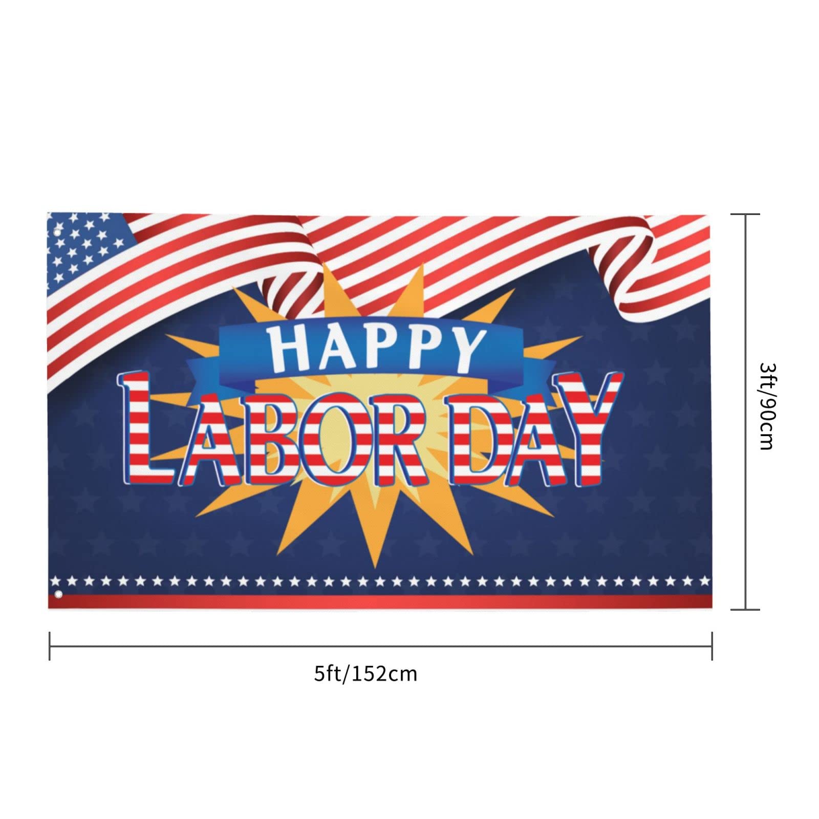 Happy Labor Day Doppelseitige Gartenflagge – 9x152 Cm, Polyester, Für Drinnen & Draußen, Bunt & Wetterfest