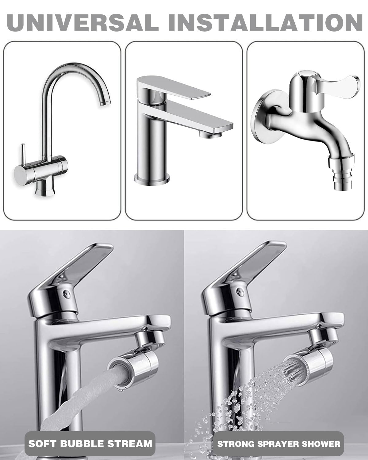 IPNSDON 2PCS Kitchen Faucet Aerator, 360 Degree Swivel Tap Aerator, 24mm M24 Splash-Proof Faucet Sprayer Head - Image 4