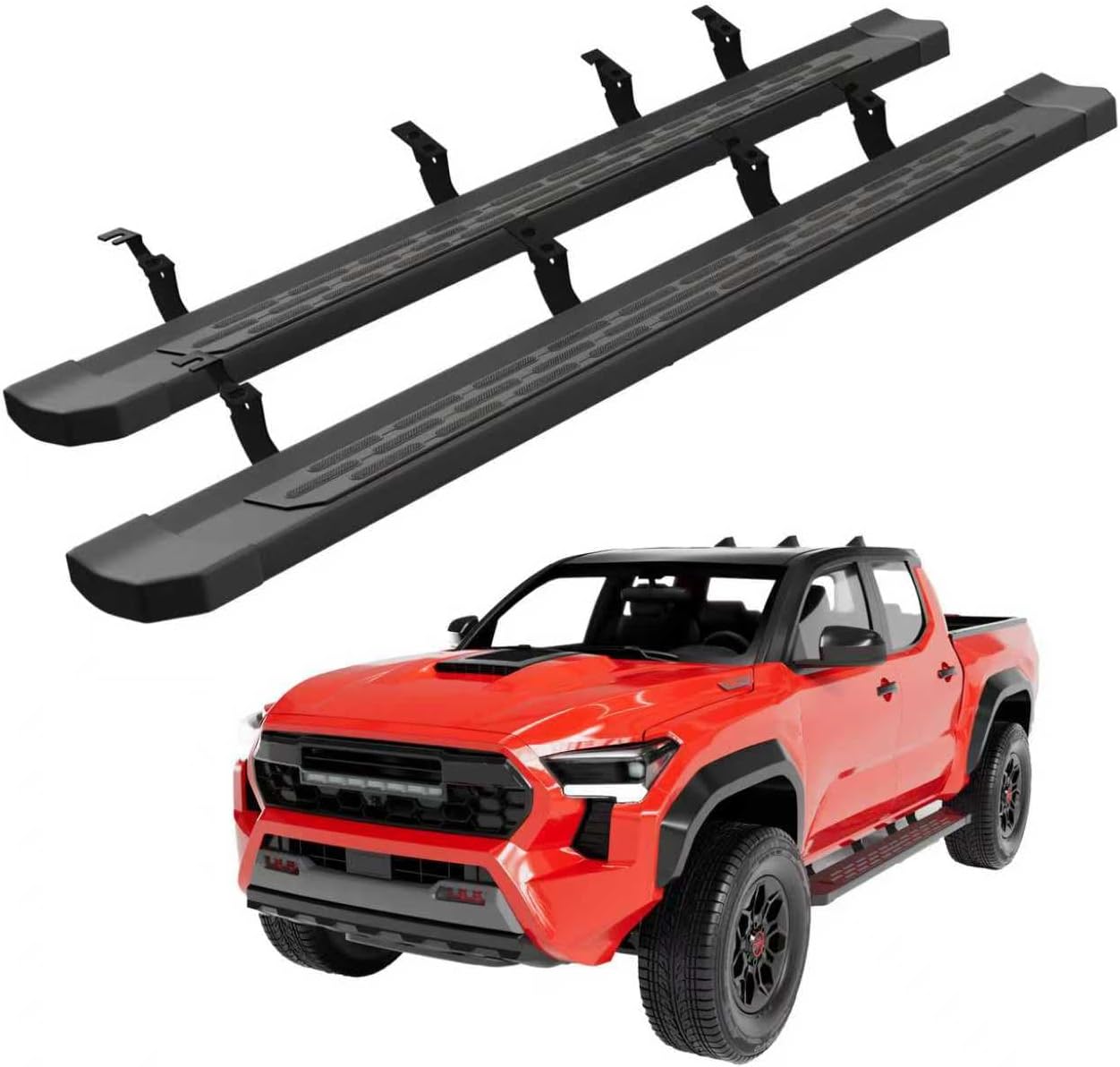 Running Boards Compatible with 2024 2025 Toyota Tacoma Double Cab 4 Full-Size Door Side Steps Bars with 8 Brackes Heavy Duty Aluminum Anti Slip (Rugged Off-Road)