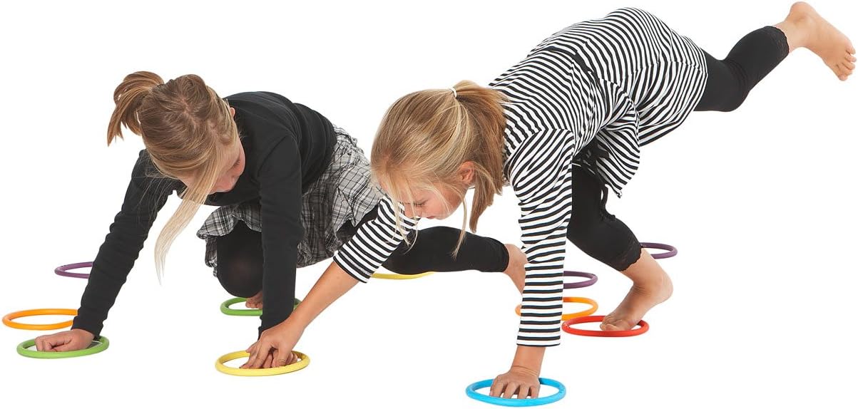 GONGE Activity Rings Multipurpose for Balance, Juggling, Throwing, Rhythmic Exercises and Gymnastics Set of 6 in Different Vibrant Colors