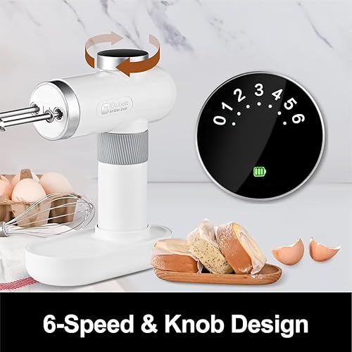 Miniatura 3 de Kitchen in the box Batidora de mano recargable inalámbrica para cocina, batidora eléctrica portátil de mano con batidores, batidores, pantalla