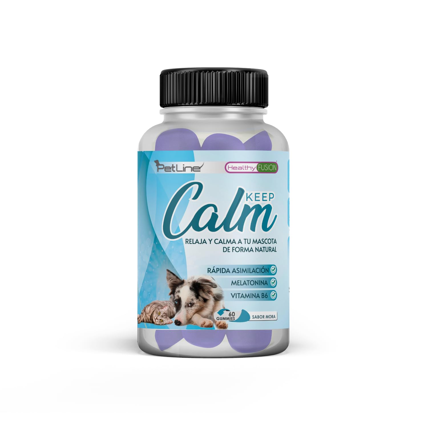 Healthy Fusion Relajante para Perros y Gatos | Tranquilizante para Mascotas | Calma el estrés y la ansiedad | Relaja y Calma a tu Mascota de Forma efectiva | 60u