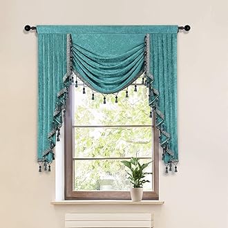 ELKCA Turquoise Chenille Thick Window Curtains for Living Room Bedroom 39 Inch 1 Panel
