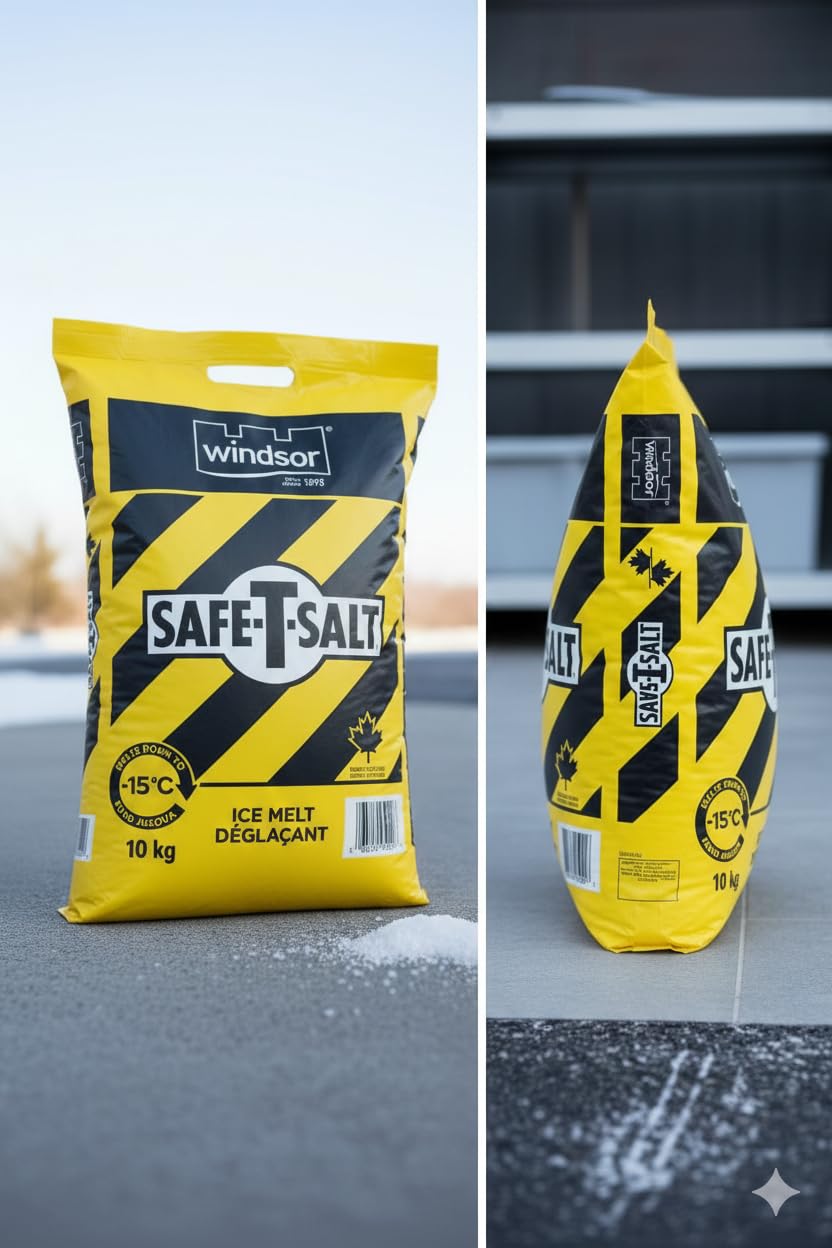 Windsor ICE MELT Snow and Ice Melter Salt for Driveways and Sidewalks 10kg Safe-T-Salt Rock Salt, Snow Salt and Sidewalk Salt, Fast Acting De-Icer for Snow & Ice, Effective to -31°C - 2