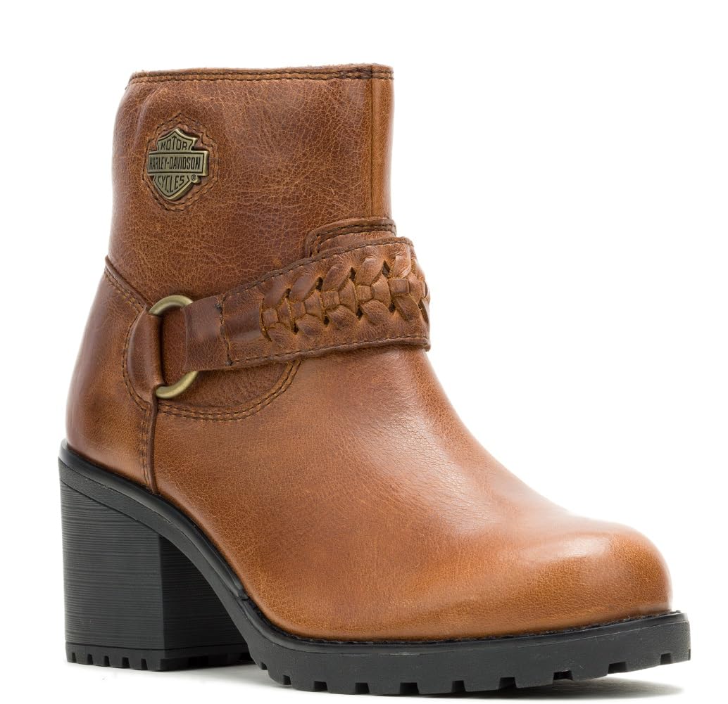 Harley-Davidson Footwear Womens Kitty Harness Casual Boots Ankle Mid Heel 2-3" - Black