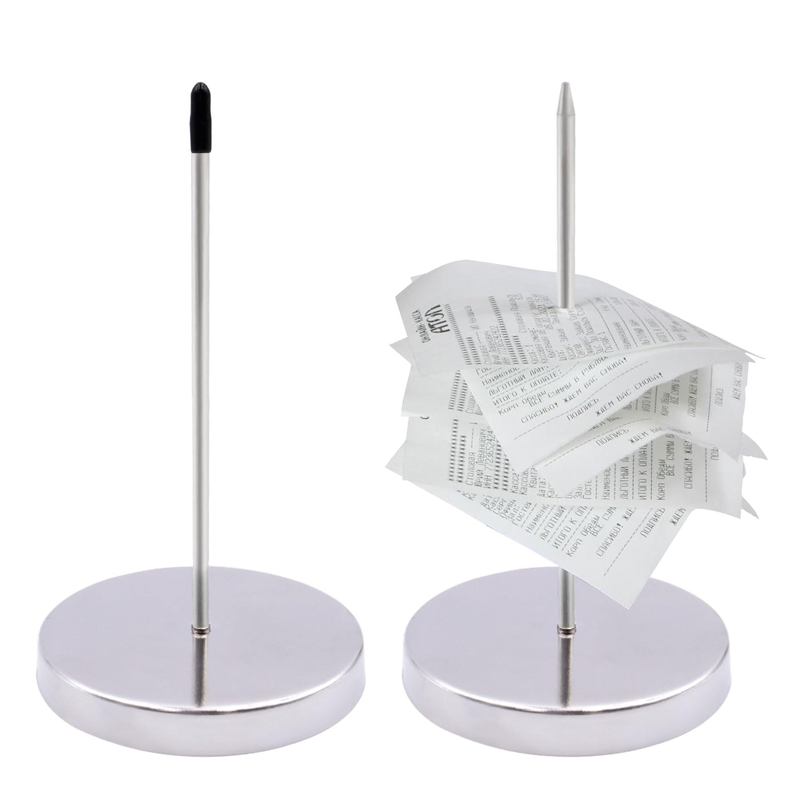 2 Porta Scontrini In Acciaio Inox - Base Rotonda, Spilli Per Ricevute, Per Ufficio, Bar, Ristoranti - Foto 4