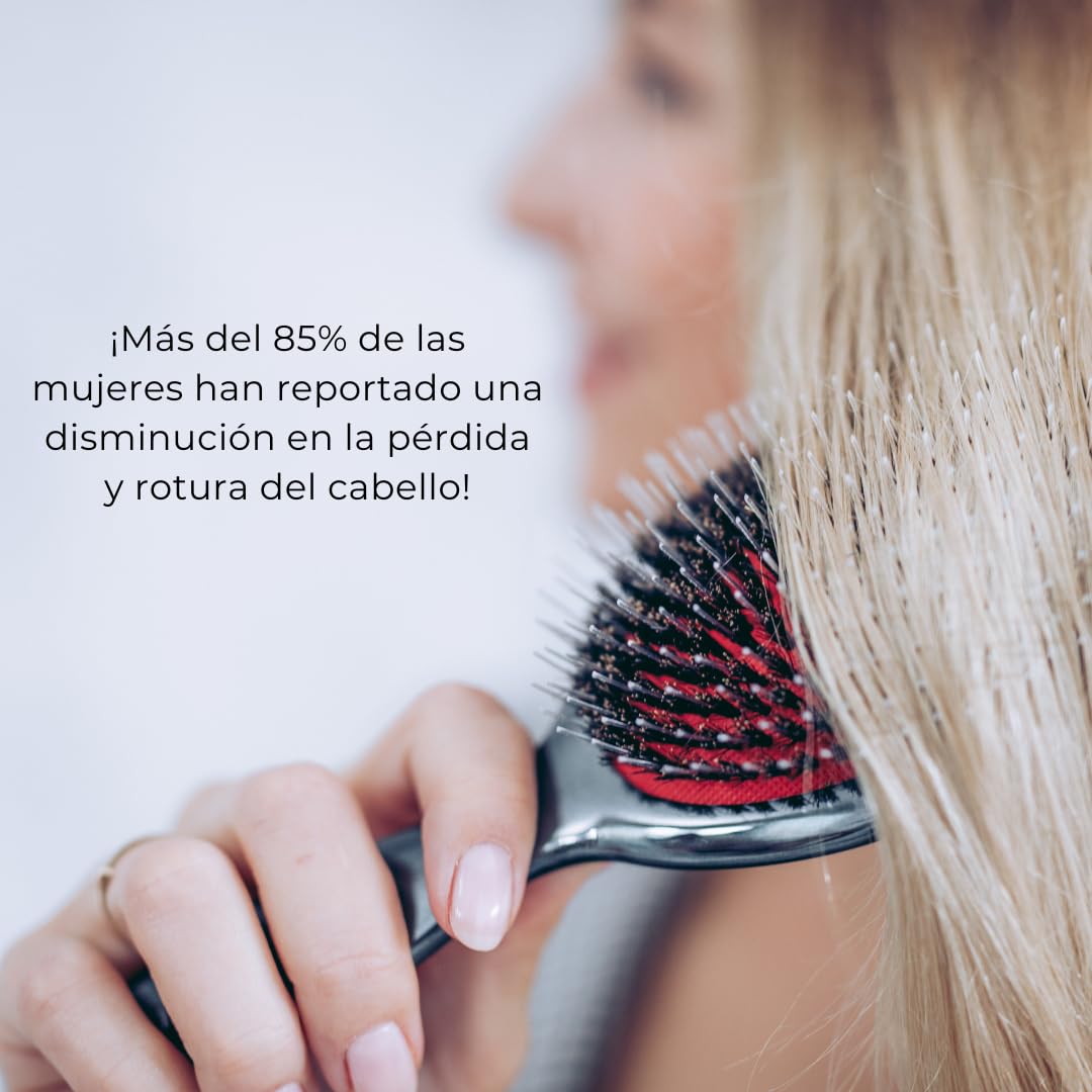 MISEL Cepillo Profesional de Cerdas de Jabalí para Mujeres y Hombres | Desenreda Todo Tipo de Cabello Natural y Extensiones | Reduce la Rotura | Aprobado por Salones | Grande
