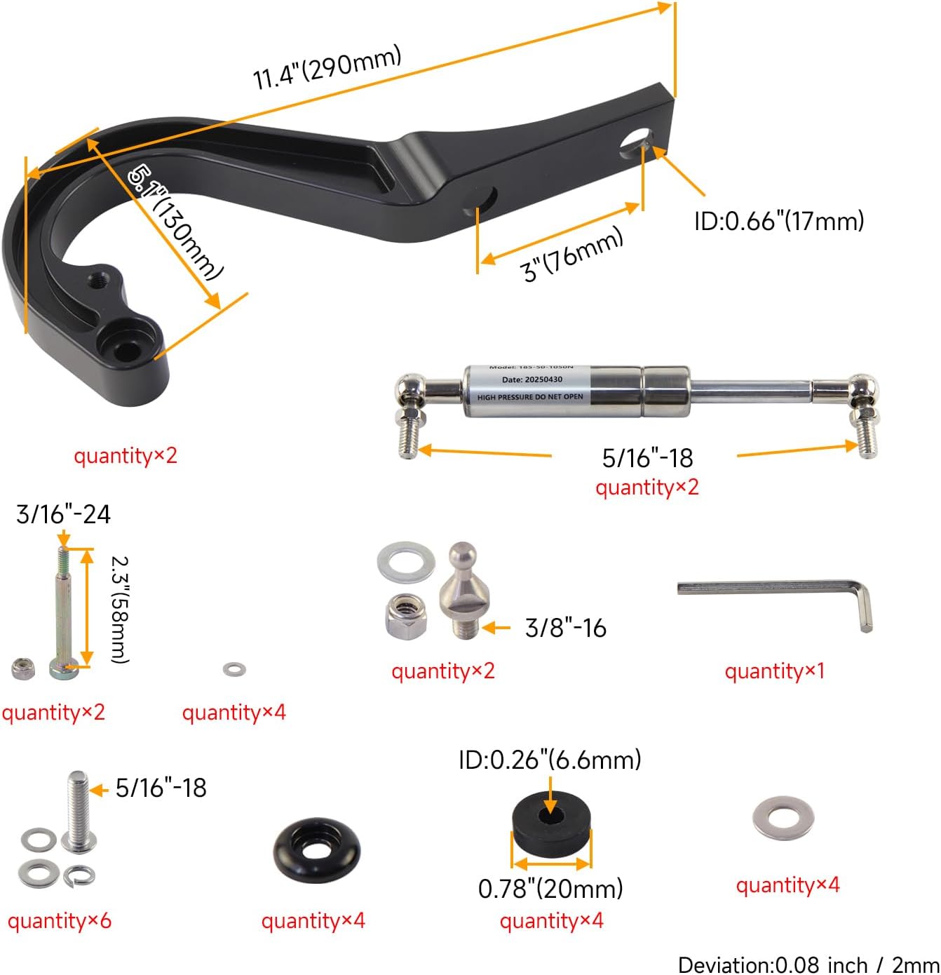 Left and Right Billet Aluminum Hood Hinge Kit Compatible with 1967-1969 Chevrolet Camaro Trunk Black