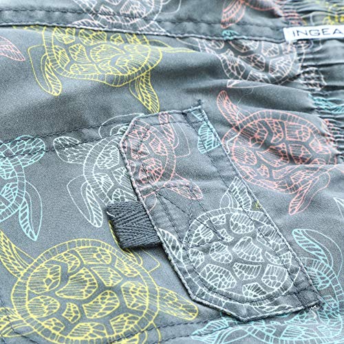 Ingear Little Boys Quick Dry Beach Board Shorts Kids Swim Trunk Swimsuit Beach Shorts Swim Trunk For Boys (Multi Turtles, 12/14) #TOP6