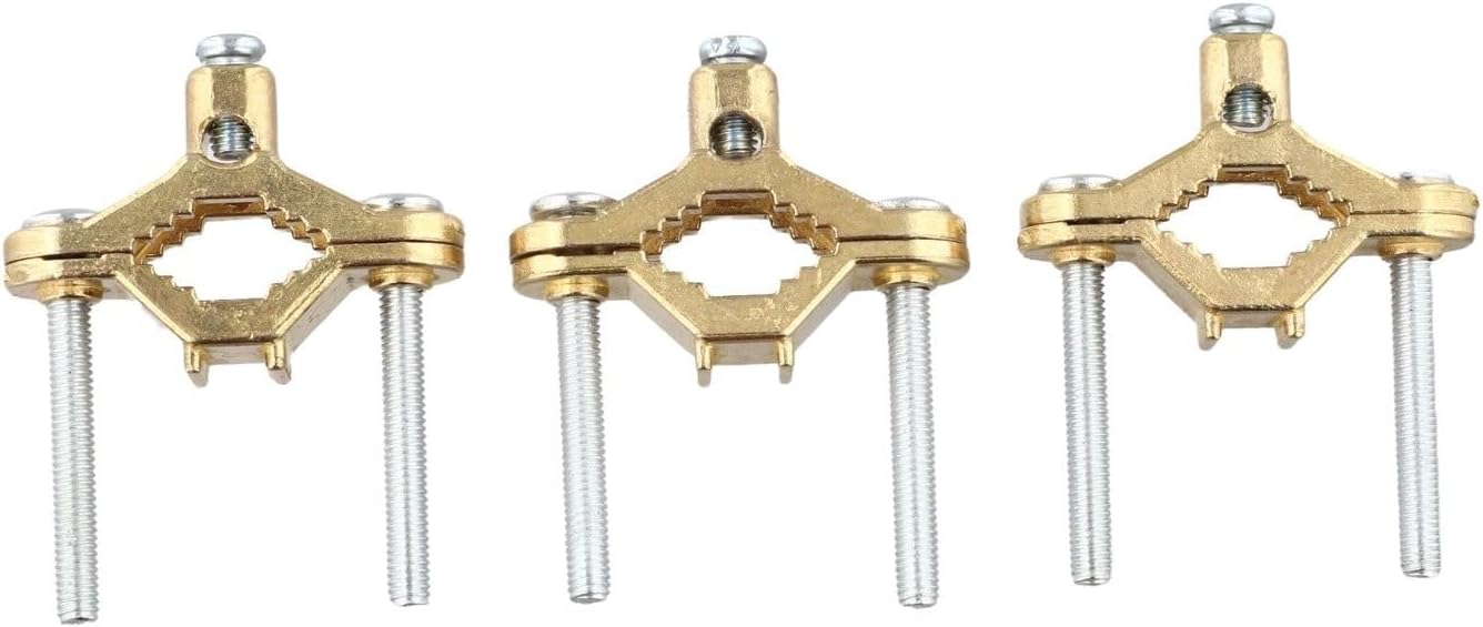 Copper Alloy Ground Clamp Set for Bonding Wire to Water Pipe or Steel, Fits 1/2 to 1 Inch Conduit, Supports #10 to #2 Gauge, 3-Pack Kit for Electrical Grounding(3PCS)