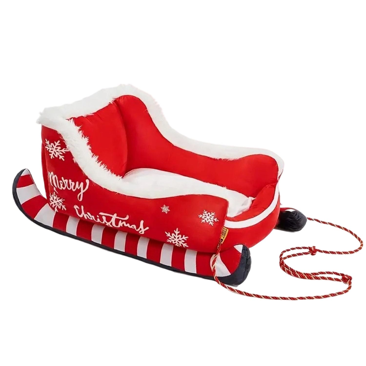 Dog Sleigh Bed, Christmas Santa Sleigh Dog Bed, Washable Holiday Pet Sofa for Small to Medium Pets, Decorative Xmas Sleigh Dog House (Red_M)