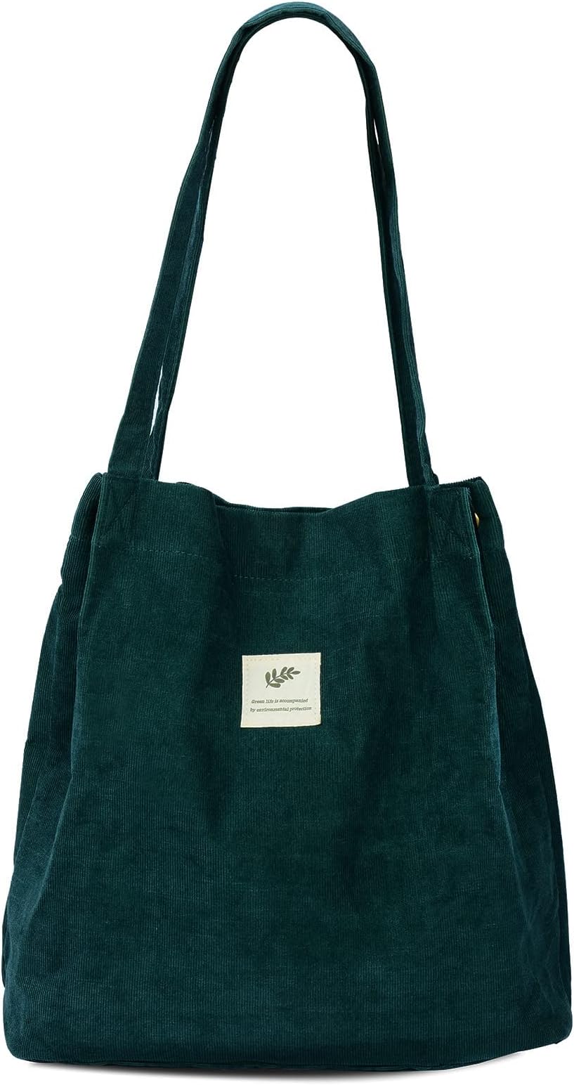 CloeleCorduroy Tote Bag for Women Cute Tote Bag with Inner Pocket for College Work Beach Grocery