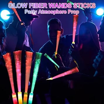 Joycabin 12 Pack LED Glow Sticks, LED Light Up Sticks Glow, Fibre Optic Wand with 3 Modes Flashing, Glow Sticks Party Favors, Fibre Optic Light Stick for Wedding, Raves, Party, New Years Eve, Easter