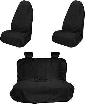 ZIMABLUE 2pcs Black Terry Cloth seat Cover Universal Waterproof Car Sport Towel Seat Cushion+1 pc Waterproof Beach Seat Cover