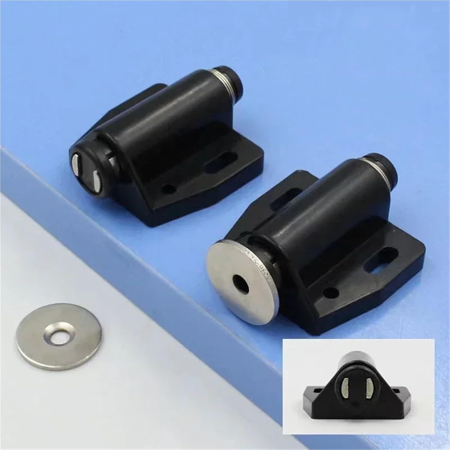 16pcs Cabinet Stopper Strong Magnetic Push to Open Touch Catch Stop Quiet Damper Buffer Kitchen Cupboard Door Magnet Invisible Handles(Double White)