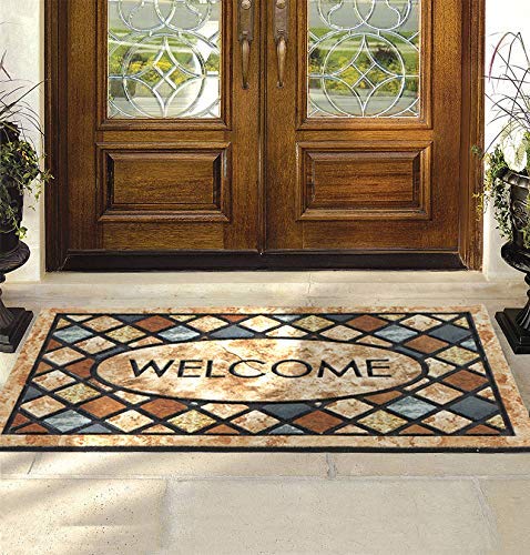 Chichic Door Mat Welcome Mat 24X 36 Inch Front Door Mat Outdoors For Home Entrance Outdoors Mat For Outside Entry Way Doormat Entry Rugs, Heavy Duty Non Slip Rubber Back Low Profile,Blue Welcome #TOP5