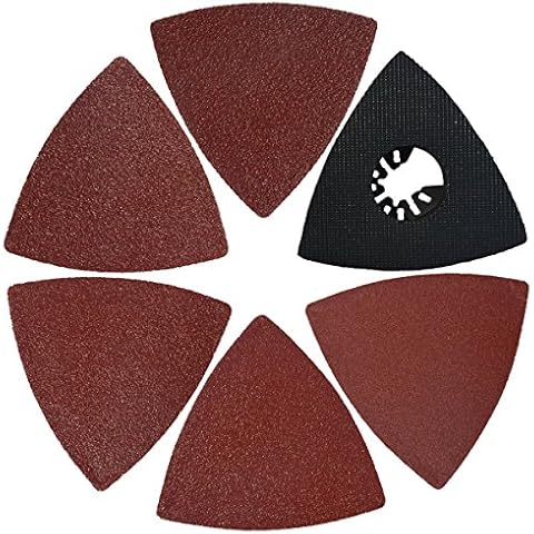 XXGO 51 Pcs Triangular 3-1/8 Inch Hook & Loop 60/80/100/120/240 Grits Oscillating Multi Tool Abrasive Sandpaper and Triangle Multitool Sanding Pads Kits XG5106U Cover