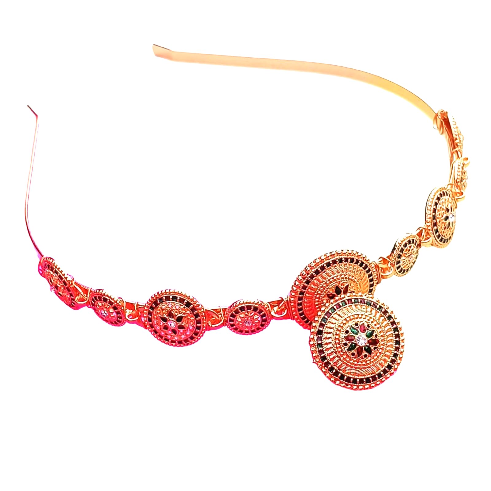 Ruwaza Art Creations Women's Hair Band, Stylish Maang Tikka Hair Combo, MathaPatti, Multicolor-image-23