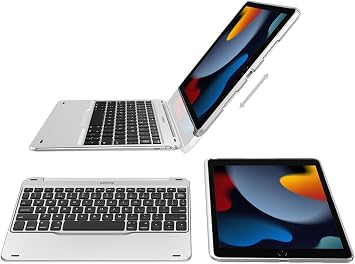 Arteck iPad 9th Gen (10.2-inch, 2021) Keyboard Case, Ultra-Thin Bluetooth Keyboard with Folio Full Protection Case for Apple 10.2-inch iPad 9 (2021) 8 and 7 with 130 Degree Swivel Rotating
