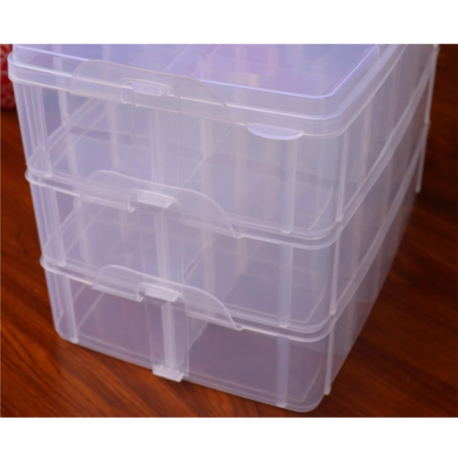 Organizzatore Smalti Scatola Portaoggetti Impilabile for Cosmetici, Smalto Regolabile Porta Smalti per Unghie(Transparent)