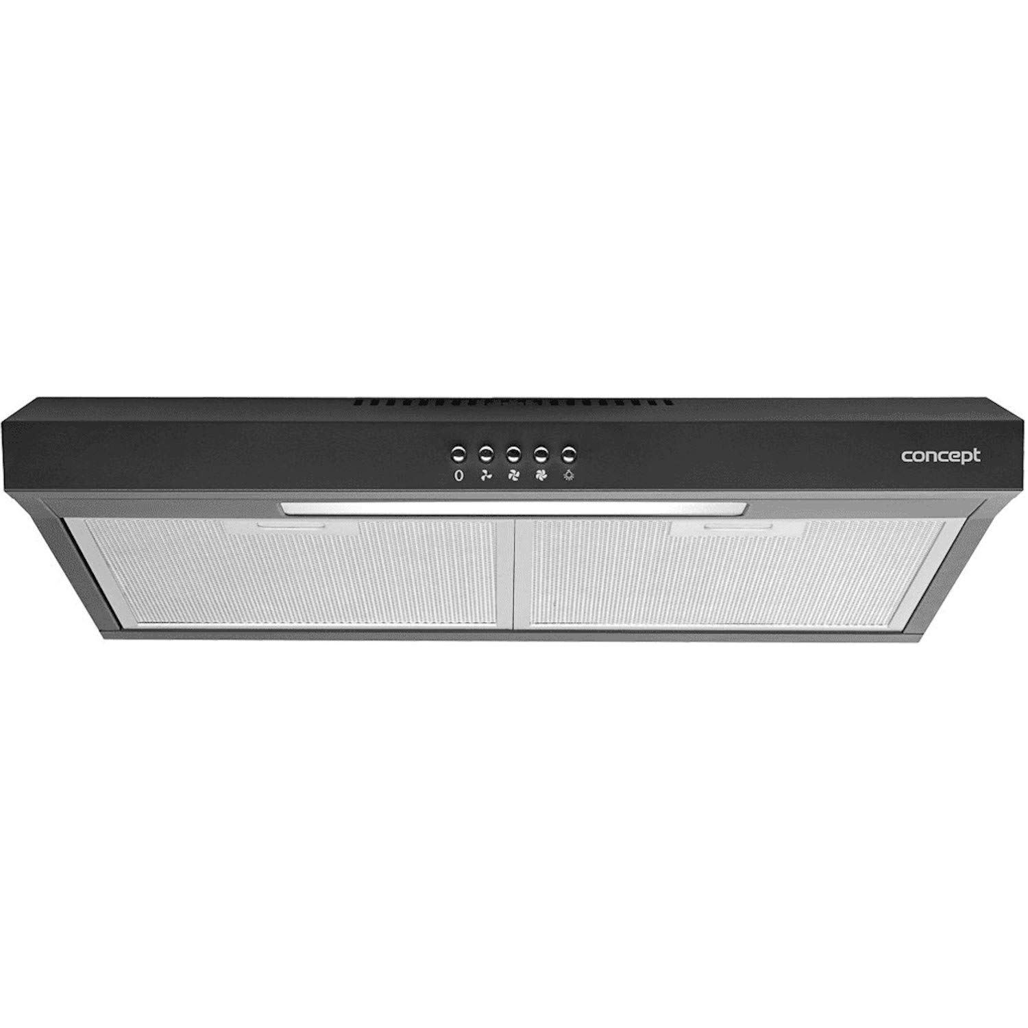 Concept OPP1260BC okap kuchenny 135 m³/h Naścienny Czarny D - Okapy (135 m³/h, kanał/recyrkulacja, 60 dB, 65 cm, 70 cm, Naścienny)