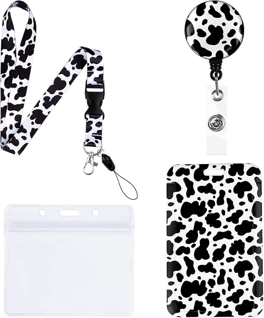 BBLIKE ID Badge Holder,Lanyard-Fashionable ID Card Holders with Badge Reels Retractable,Daisy Badge Holder, Card Slot, Badge Lanyard with 27",for ID Card Keys Tickets,Office School Supplies (C)