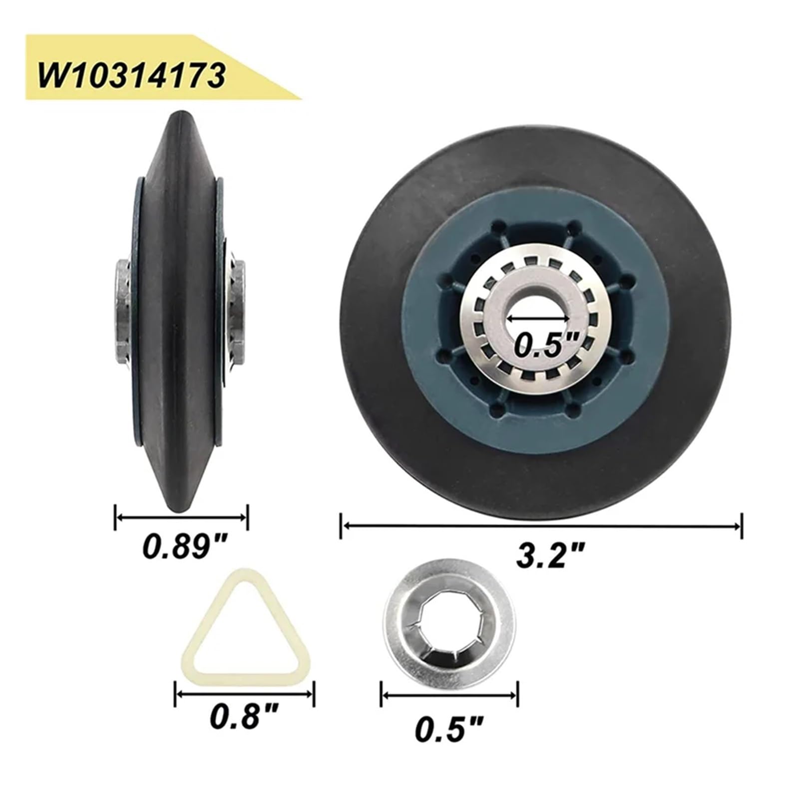 Genérico Paquete de 4 Piezas W10314173 Kit de Soporte de Tambor for Secadora Piezas de Secadora compatibles con el Kit de Soporte de Tambor WPW10314173 Piezas de Secadora