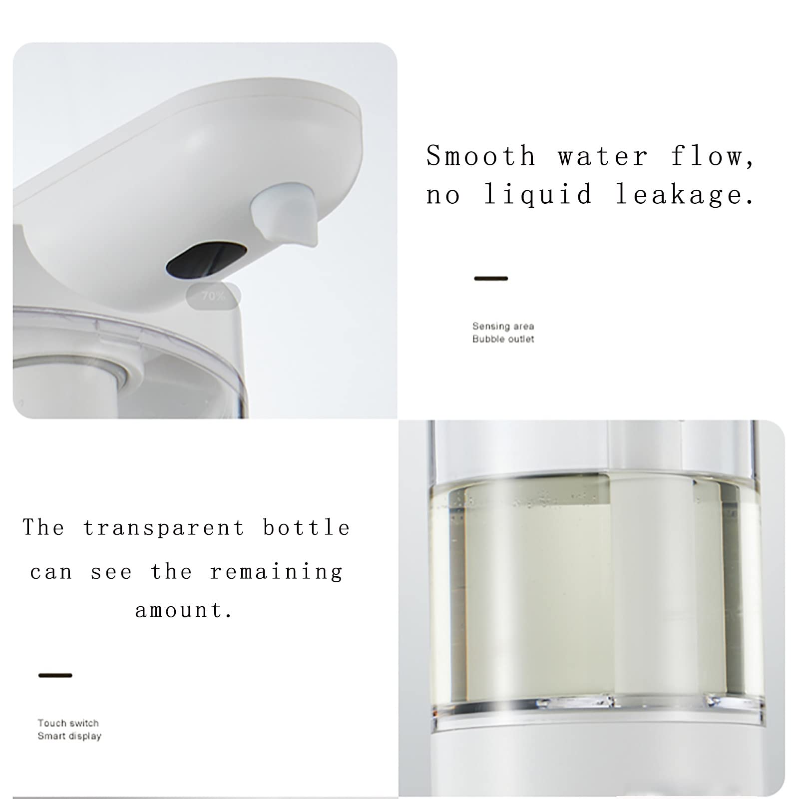 Dispenser Sapone Automatico, Dispenser Sapone Bagno 500ml Ricaricabile, Dispenser Sapone Cucina Non Touch, Dispenser Detersivo Lavatrice con Sensore IPX5 Impermeabile USB Ricaricabile