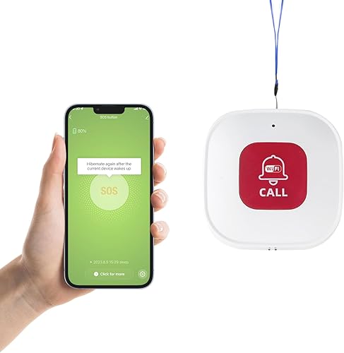 Chatthen Botón de pánico WiFi, sistemas de alerta de vida para personas mayores sin tarifa mensual, compatible con la aplicación Tuya SmartSmart