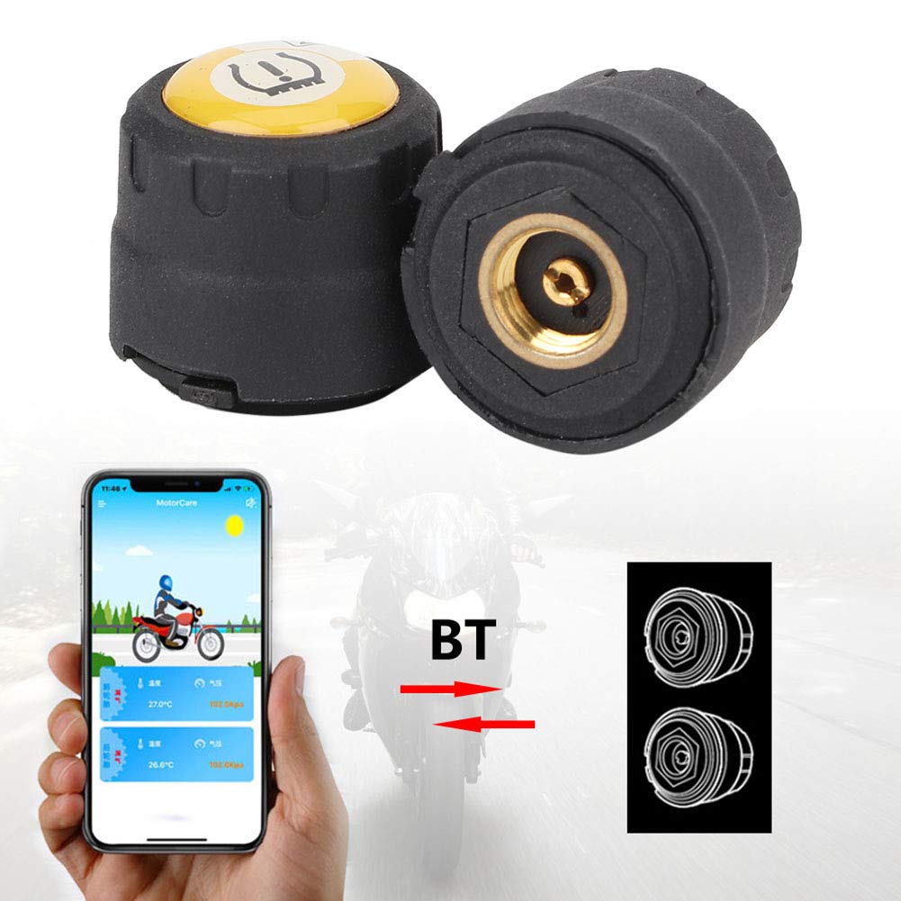 Motorrad BT TPMS Drahtloses Reifendruck-Temperaturüberwachungssystem für IOS/mit 2 Sensoren, Sicheres Fahren für Biker