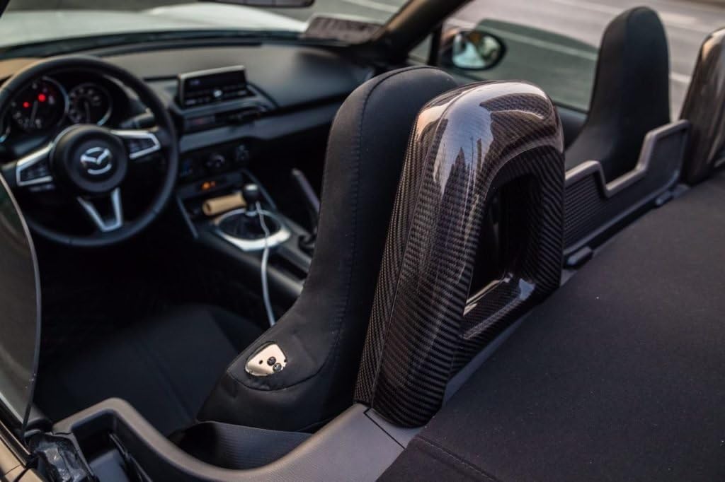 EPR Glossy Carbon Finish Headrest Roll Bars Cover Fibre Headrest Trim Interior Set Accessories Body Kit for Mazda MX5 Miata ND 2015 On