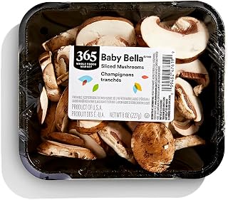 365 by Whole Foods Market Sliced Baby Bella Mushrooms 8 oz - Fresh Pre-Sliced Crimini for Easy Cooking & Bold Flavor