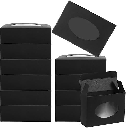 PATIKIL Caja de jabón de papel de 4 x 3 x 1 pulgadas con ventana, paquete de 30 cajas de jabón caseras, cajas de embalaje ovaladas para regalos de