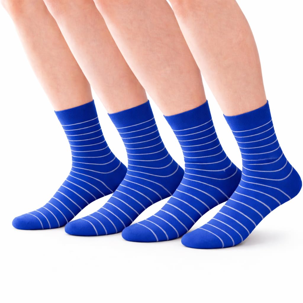 Men Cotton Socks Pack of 4 | Blue Ankle Socks & Crew Socks for Men | Soft Breathable Casual Socks Combo-image-36