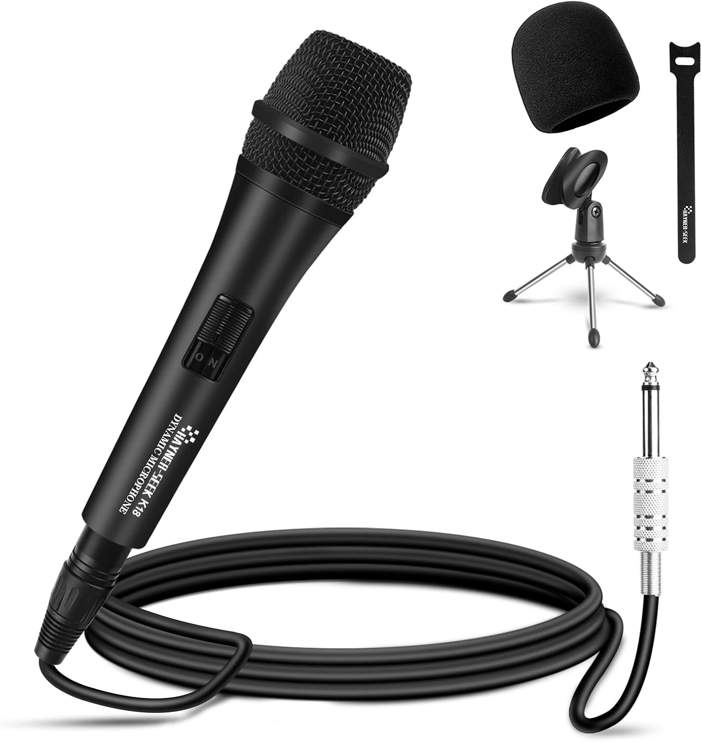 All Metal Dynamic Microphone,Cardioid Vocal Podcasting Microphone Plug & Play Studio Microphone for Music & Speech,Wired Handheld Mic with On & Off Switch for Gaming Streaming Recording YouTube,Black Dynamic K18