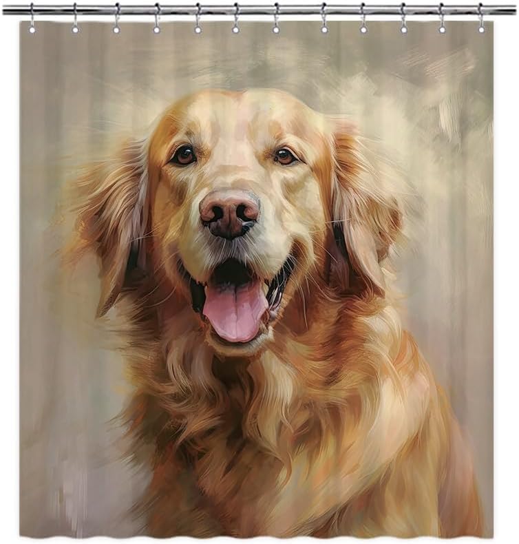 Funny Retriever Labrador Shower Curtain Colorful Dog Pet Animal Art Print Bath Curtains for Bathroom Home Decoration with 12 Hooks Waterproof Fabric 72x72 Inch