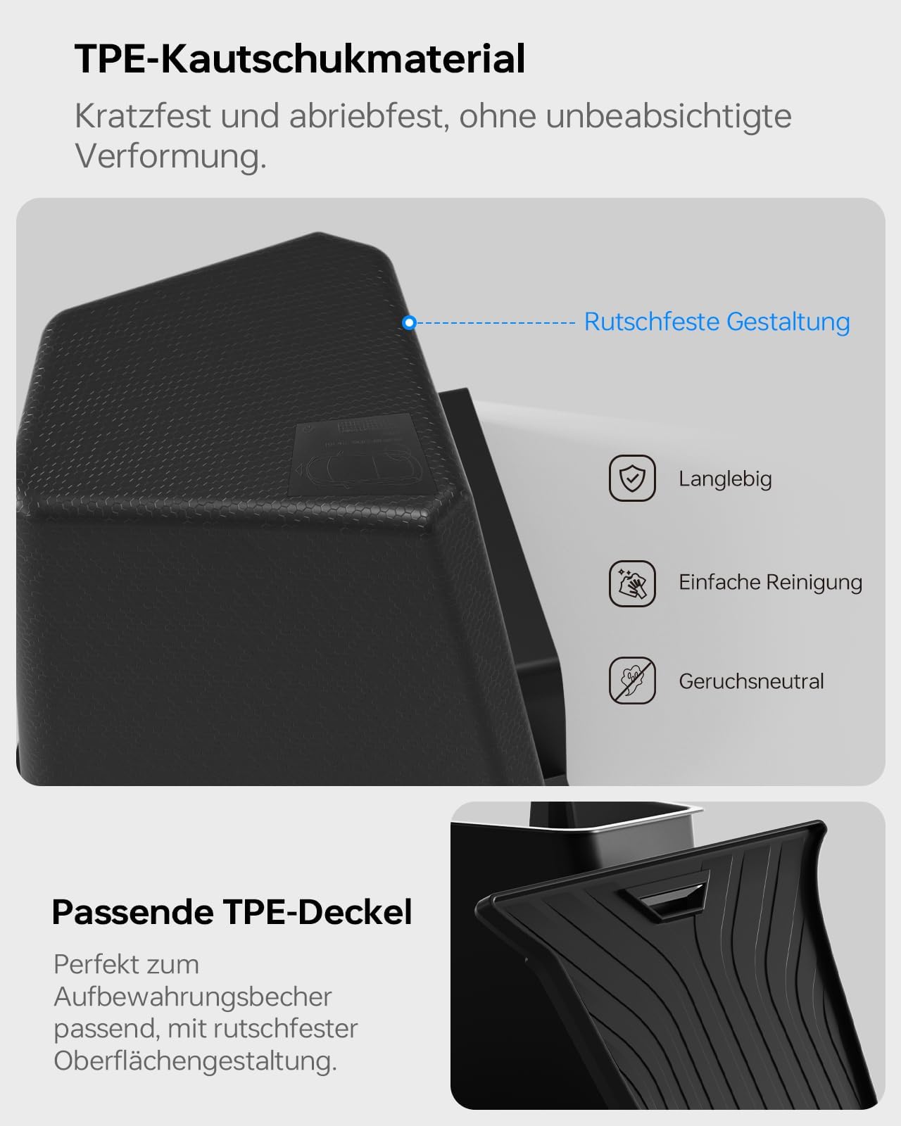 Kofferraum-Organizer für Tesla Model Y Juniper 2025 2026 2er Set mit Deckel – Wasserdicht, 1:1 Passform, Geruchsneutral & Rutschfest, für Schuhe, Werkzeug, Einkäufe, Schwarz